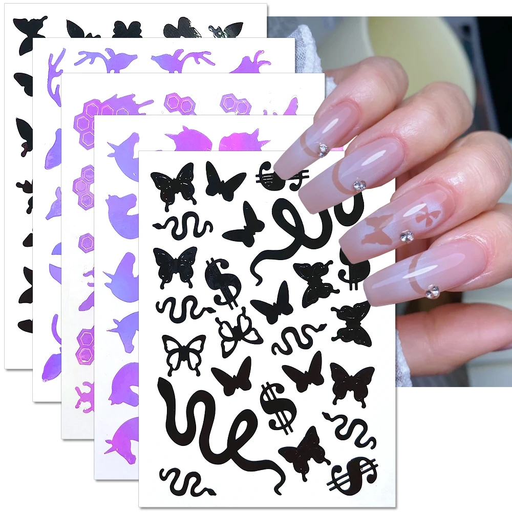 

5/10 Hotsale Spray Cover Nail Sticker DIY Butterfly Unicorn Sticky Decals French Melt Waterdroper Gradient Adorn Gel Tip Sticker