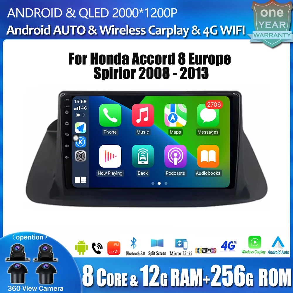 ОС Android для Honda Accord 8 Europe Spirior 2008-2013 Автомагнитола Авто Мультимедиа DSP GPS Navi Carplay