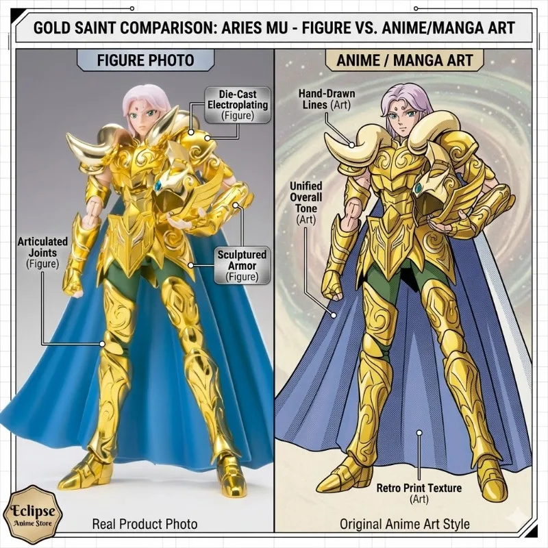 Фото Доставка за 8 часов: Коллекционная фигурка Saint Seiya MC Aries Mu Myth Cloth EX из литого металла, игрушка-подарок №3