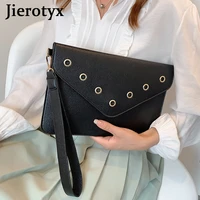 jierotyx womens envelope clutch bags leather ladies brand designer fashion rivets black clutch purse bolsa white handmade