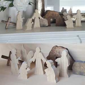 Easter Wooden Nativity Set Manger Creche Nativity Scene Montessori Inspired Ornament God Crafts Spring Home Decor Wedding Gifts