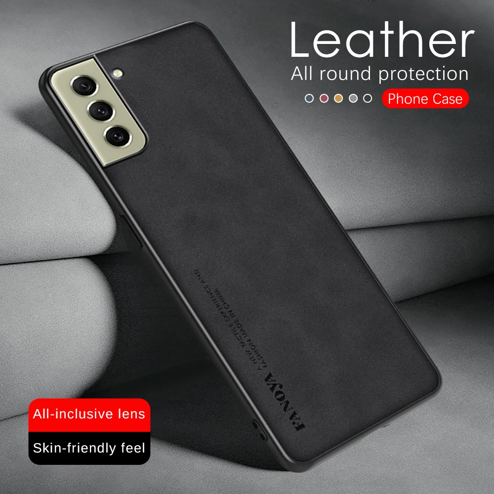 

Sumsung S21 FE Case Lambskin Leather TPU Frame Back Cover For Samsung Galaxy S21FE S 21 FE 21FE Faith 5G Camera Shockproof Funda