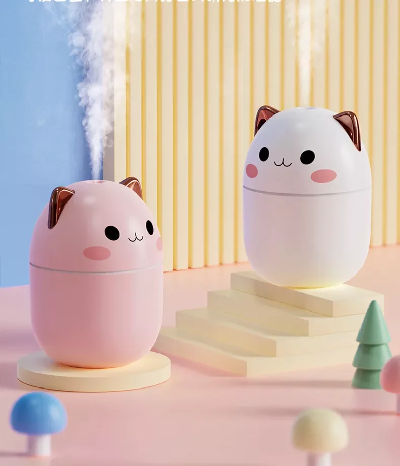 

200ml Air Humidifier Cute Kawaiil Aroma Diffuser With Night Light Cool Mist For Bedroom Home Car Plants Purifier Humificador