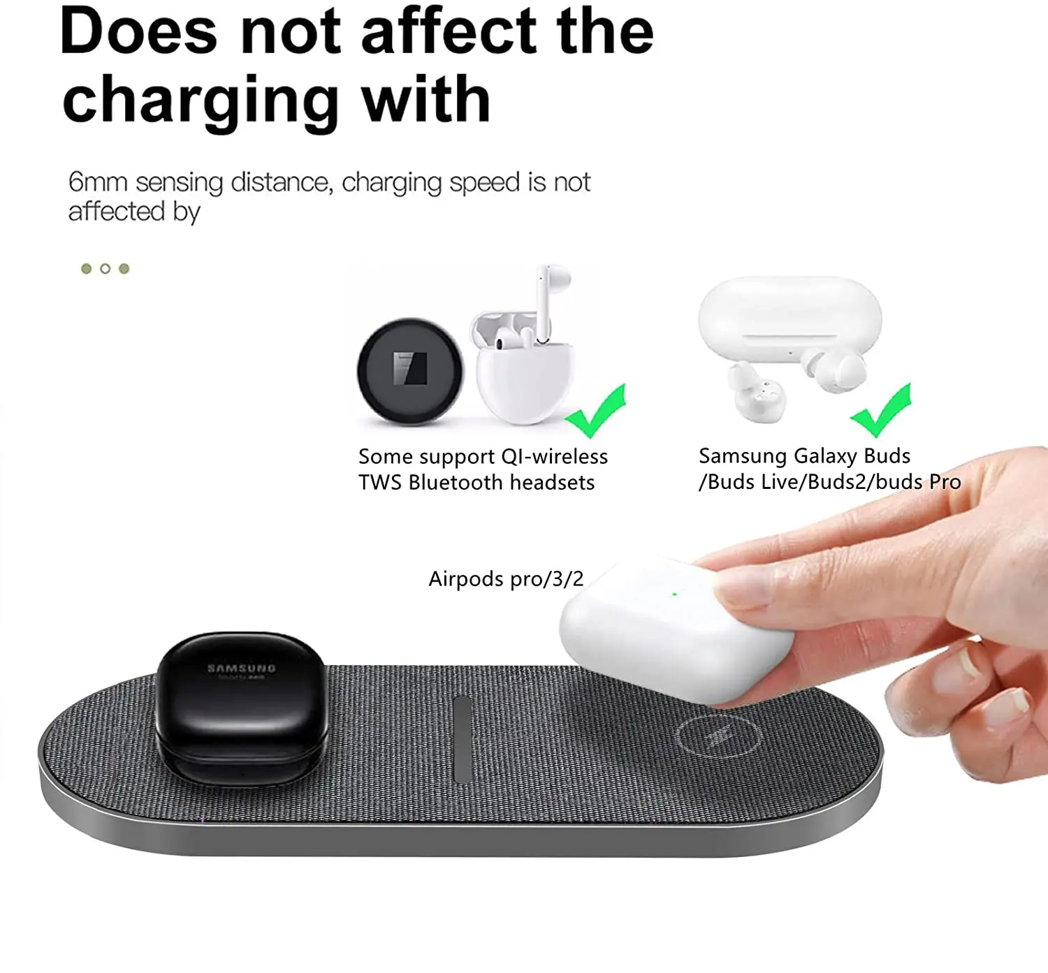 Cena 40W Podwójny Bezprzewodowy Pad ładowania Dla IPhone 14 13 12 11 XS XR X 8 Samsung S22 S21 S20 2 W 1 Qi Szybka ładowarka Mata Dla Airpods 3 Pro