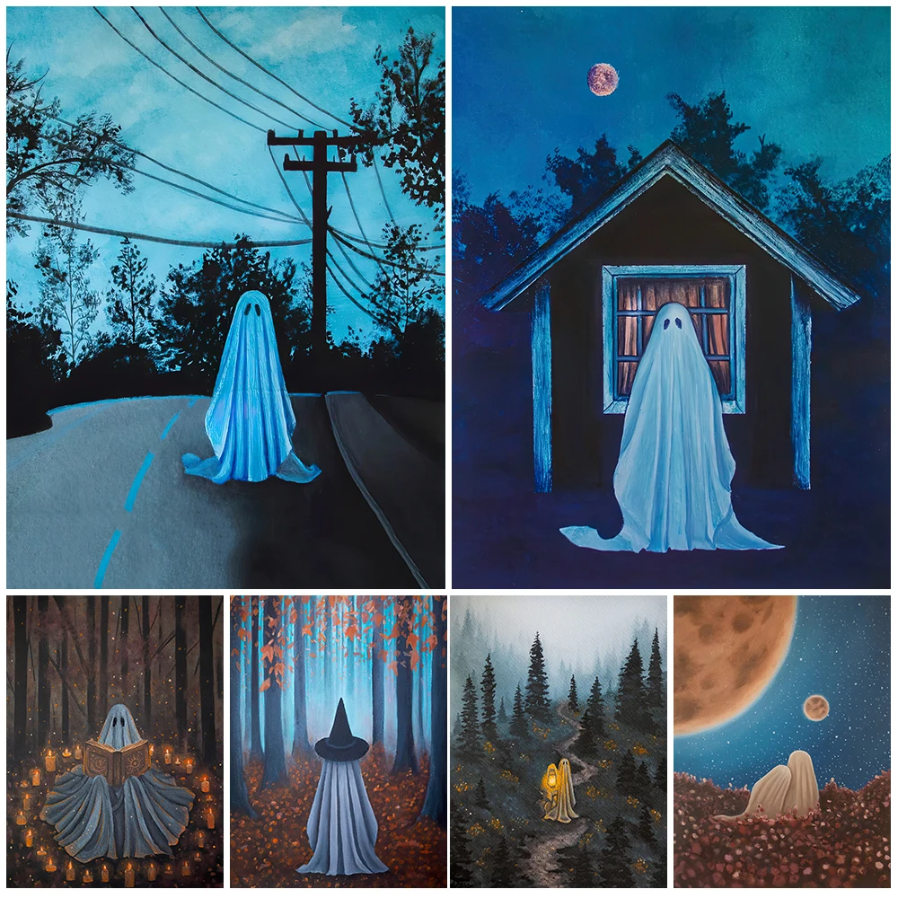 

Полночь Conjuration And Spooky Ghost винтажный Печатный художественный плакат на холсте для гостиной Декор домашняя Настенная картина