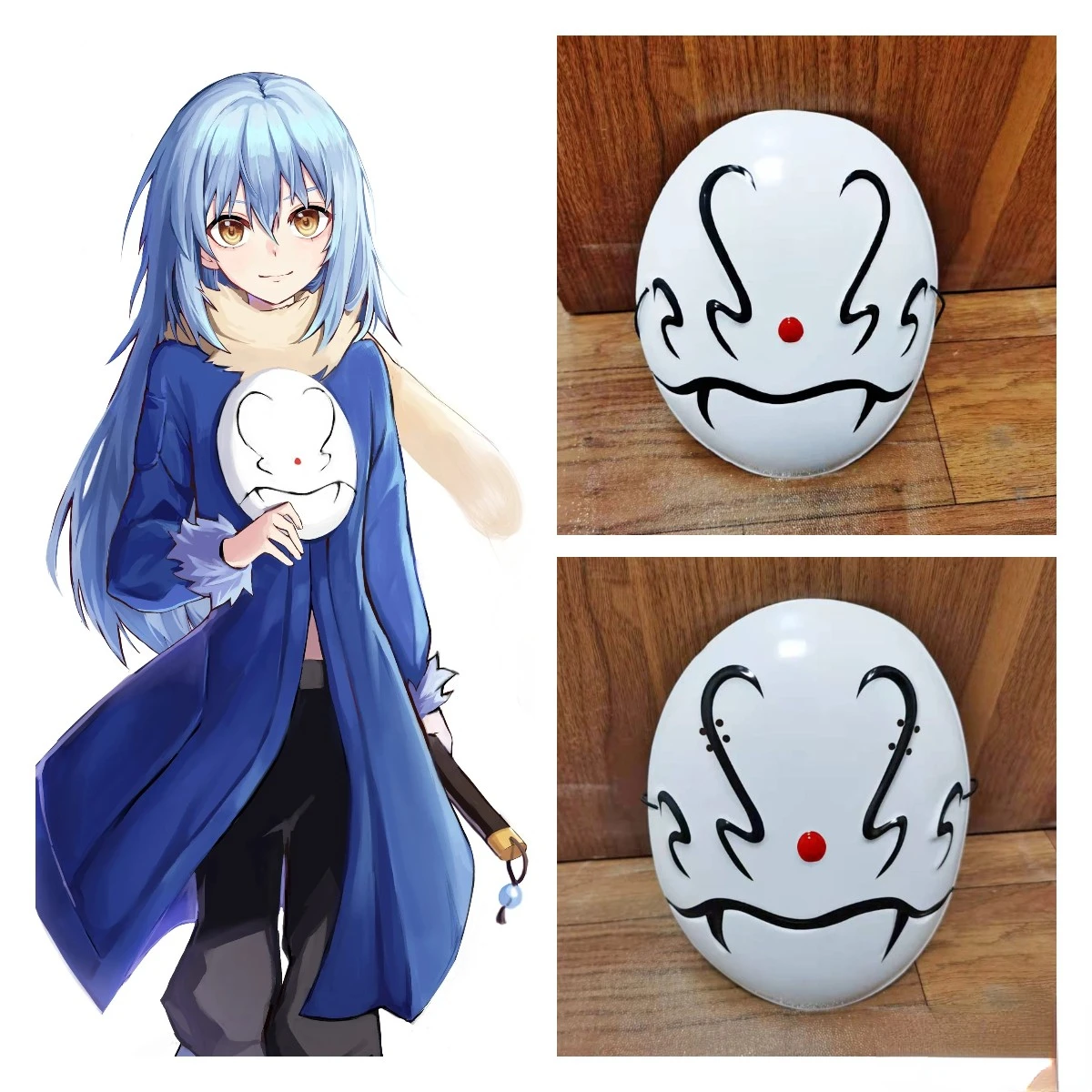 

That Time Got Reincarnated as a Slime mask cosplay Rimuru Tempest Half face plastic mask Halloween Party Accessories Props
