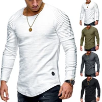 fashion mens sport shirt gym slim fit o neck long sleeve muscle tee t shirt casual top shirt male gyms fitness workout tees top