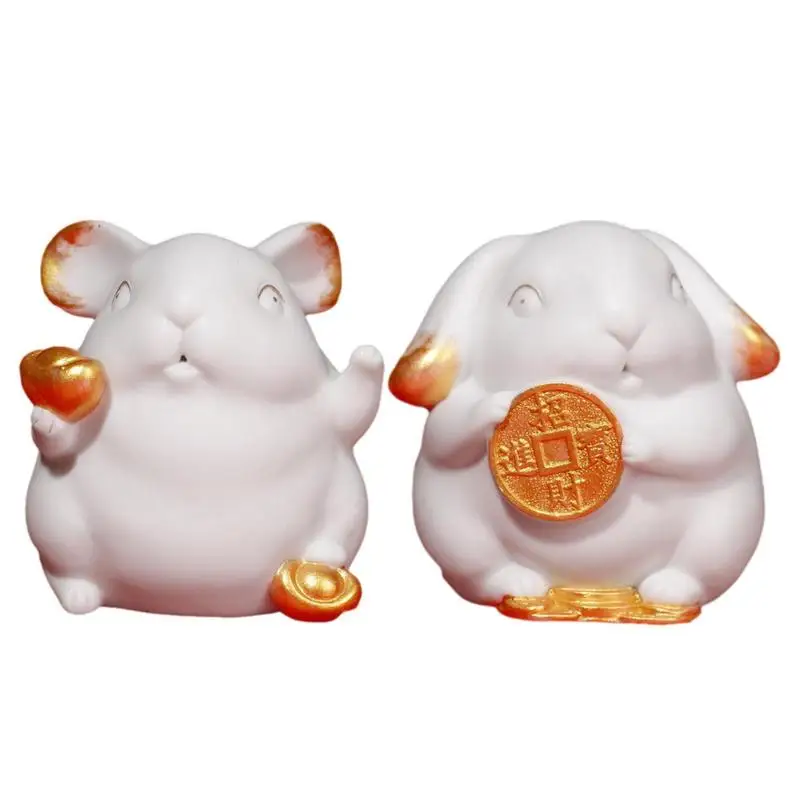 

Chinese Rabbit Statue Chinese Zodiac Rabbit Ceramic Crafts Spring Festival Spring Festival Decorations Tabletop Rabbit Ornaments