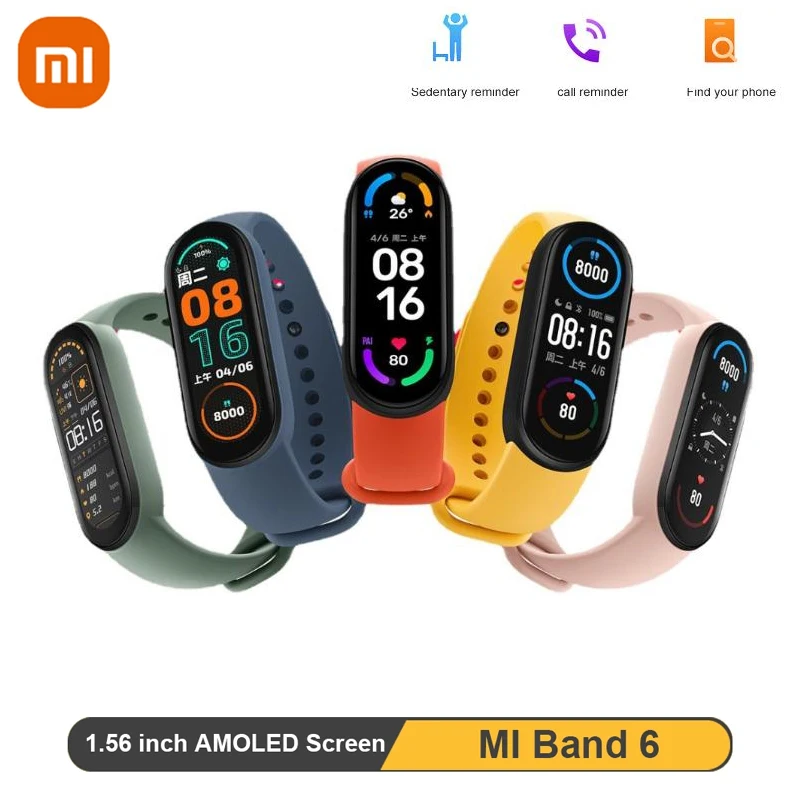 

New Xiaomi Mi Band 6 Smart Bracelet 5 Color AMOLED Screen Miband 6 Blood Oxygen Fitness Traker Bluetooth Waterproof Smart Band