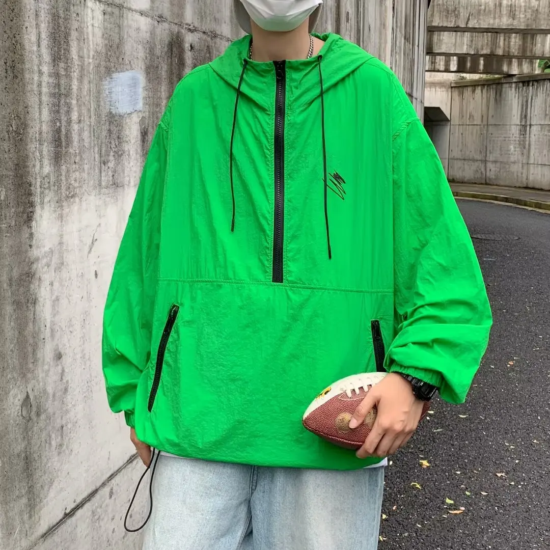

Men Sun Protection Hooded 2022 Summer Contrast Color Ultra-thin Breathable Sweatshirt Sports Lightweight Quick Drying Skin Coat