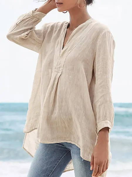 2023 Summer Large Size Women’s Shirt Black V-neck Long Sleeve Casual Blouses Female New Loose Elegant Fashion Ladies Clothes