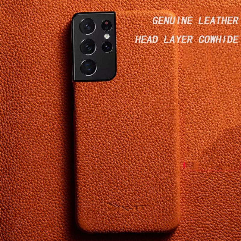 

Suitable For Samsung S22 Leather Mobile Phone Case New Top Layer Cowhide Net Red Special Sale Fit 21 20 10 9 Plus Ultra FE