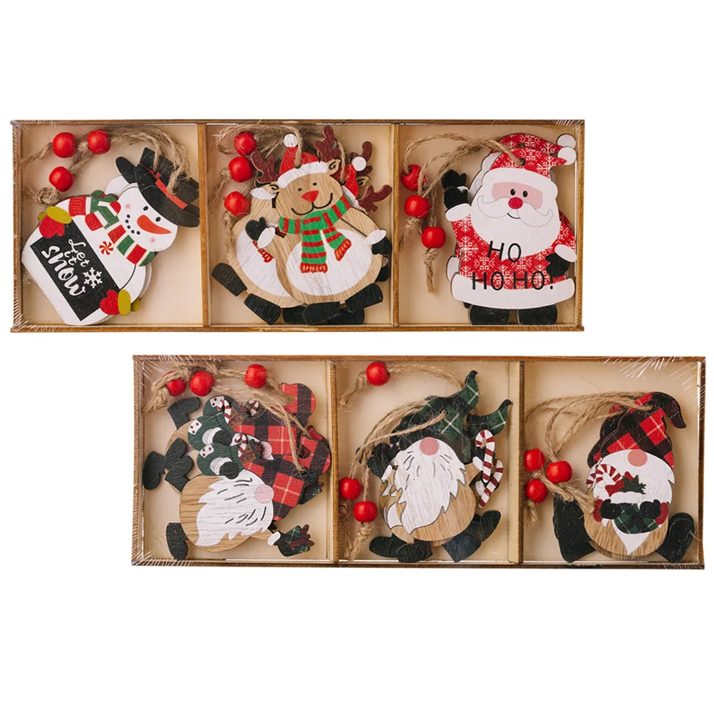 

2 Sets Gift Xmas Tree DIY Ornament Christmas Decorations Pendants Hanging Wood Party Decorate Ornaments