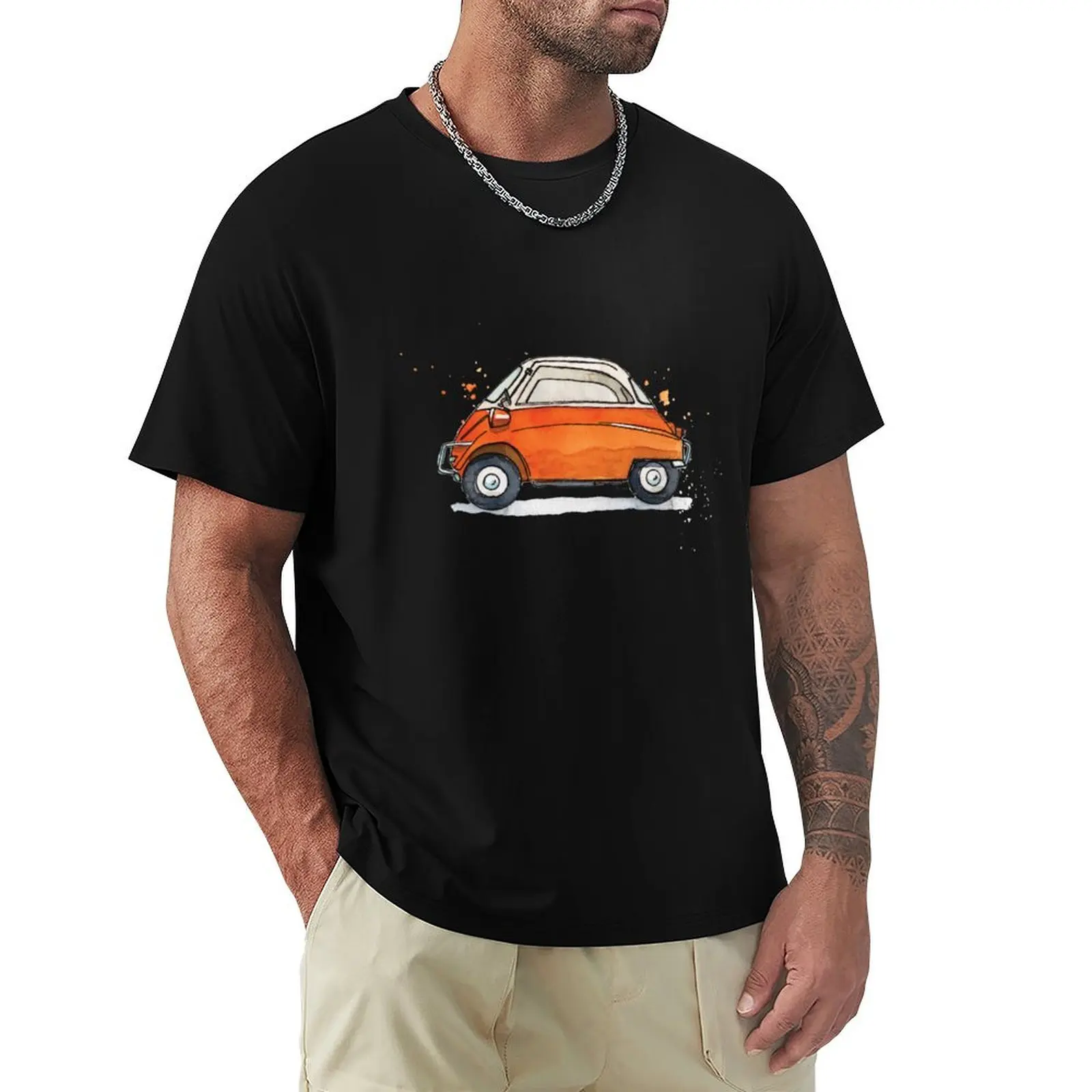 Фото Isetta Bubble Car - Футболка с акварельным принтом, свободного кроя, для больших размеров №1