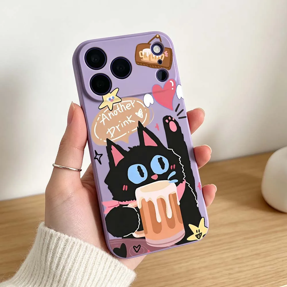 Мягкий чехол для телефона Apple iPhone 17 16 16e 15 14 13 12 Air Pro Max Plus Mini с мультяшным дизайном Heinz Black Cat Ketchup (art.: 3920db44024fa) - 3920db44024fa