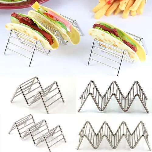 

Stainless Steel Taco Pancake Cake Toast Holder Stand Rack Shells 1-5 Slots