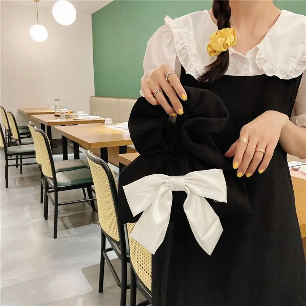 Многоразовая Холщовая Сумка с бантом на запястье мятая кружевная Весенняя