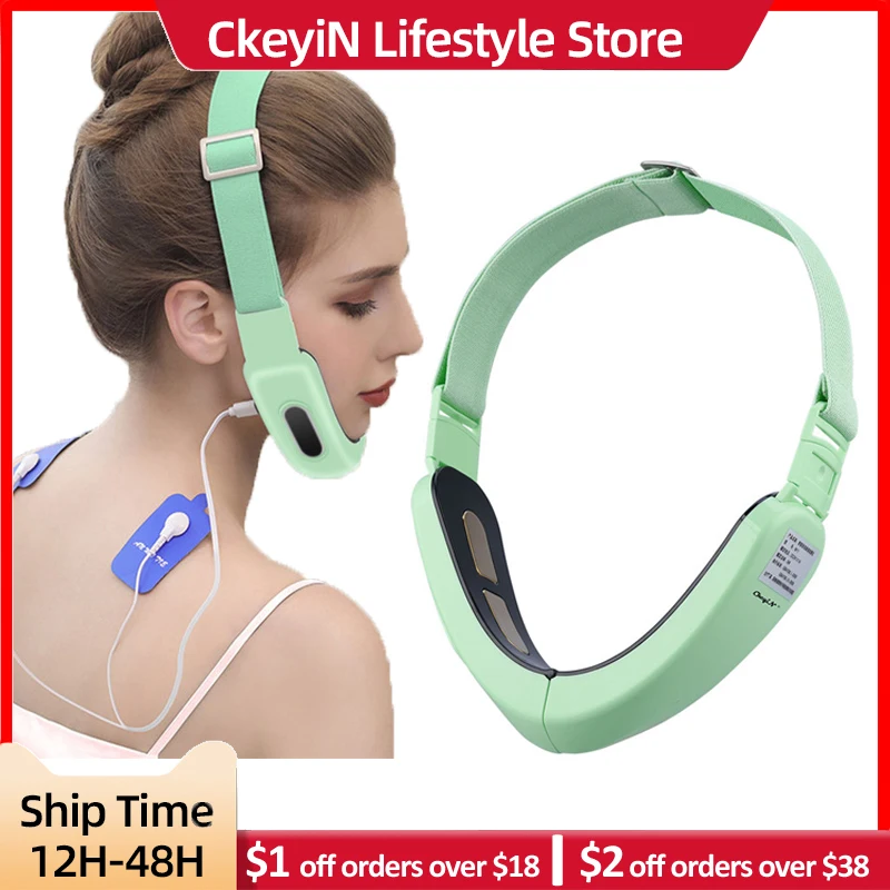 

CkeyiN микропоток EMS V лицо формирование массажер для лица V линия лицо устройство для похудения двойной подбородок твердый подъем тонкий артеф...