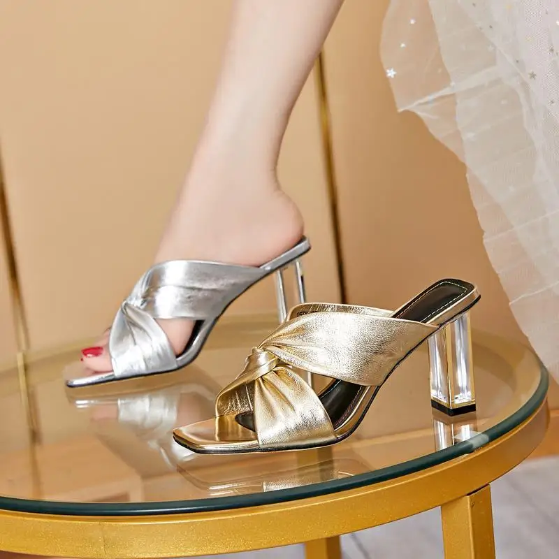 

Women's Sandals Slippers New Style Summer High-quality High-heel Slippers Female Thick Heel External Wear Slippers Ladies Shoes
