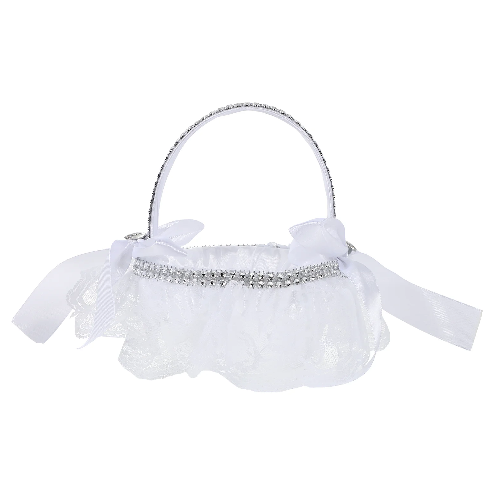 

Basket Flower Wedding Baskets Girl Lace Storage Romantic Petals Holder Ceremony Bowknot Bridal Bow Party Rose Picnic Container