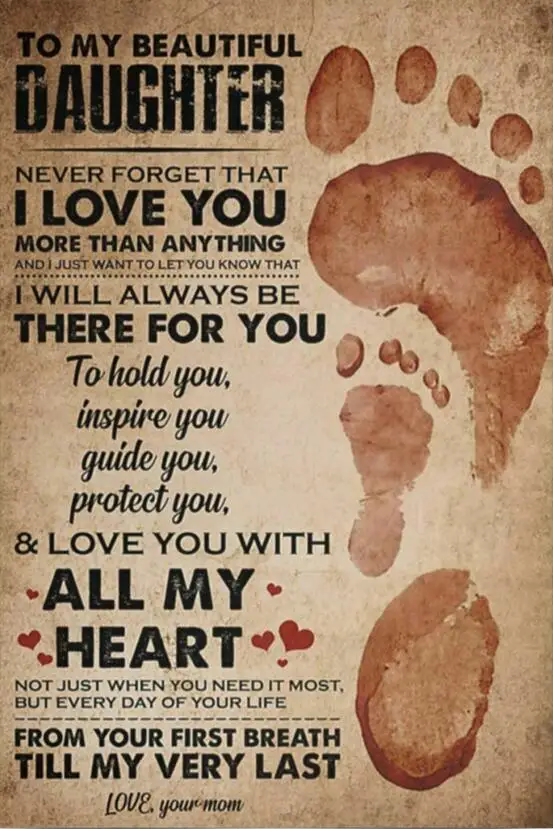 

To My Beautiful Daughter Mom - Mother And Daughter Quote Print Art Canvas Poster For Living Room Decor Home Wall Picture