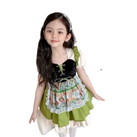 childrens casual clothing cow hood cosplay costume girls green heavy industry temperament palace spanish style princess dress