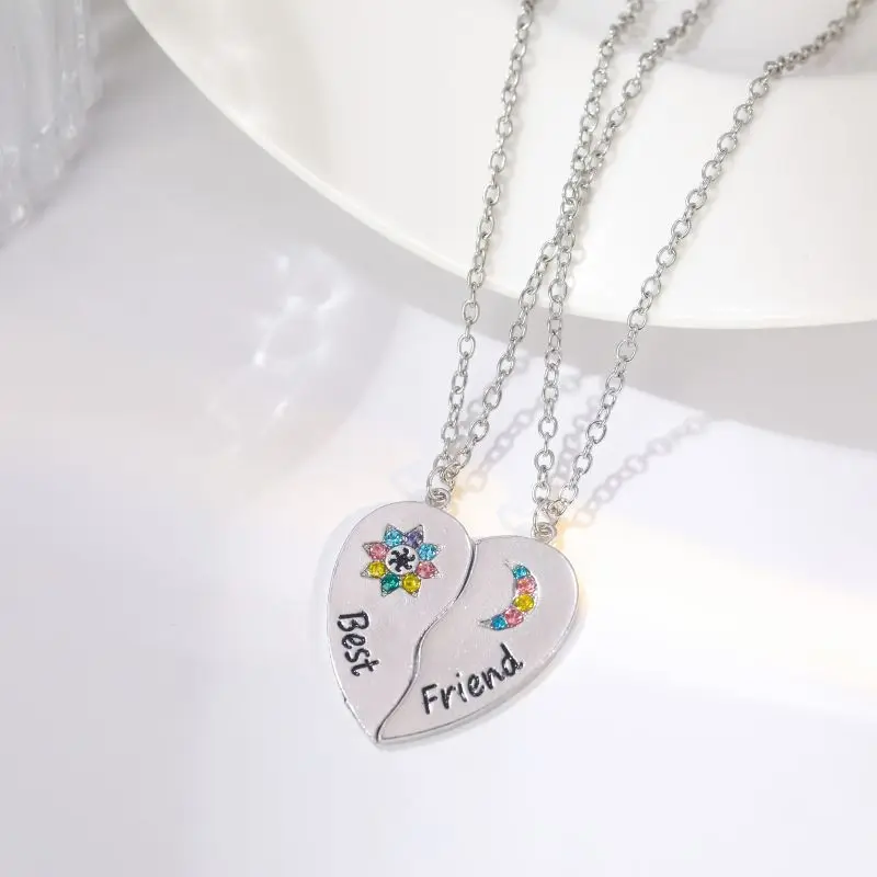 

Trendy Best Friend Necklace 2 Piece Set BFF Star Moon Heart Good Friend Chokers Pendant Chain Women And Men Party Jewelry Gift