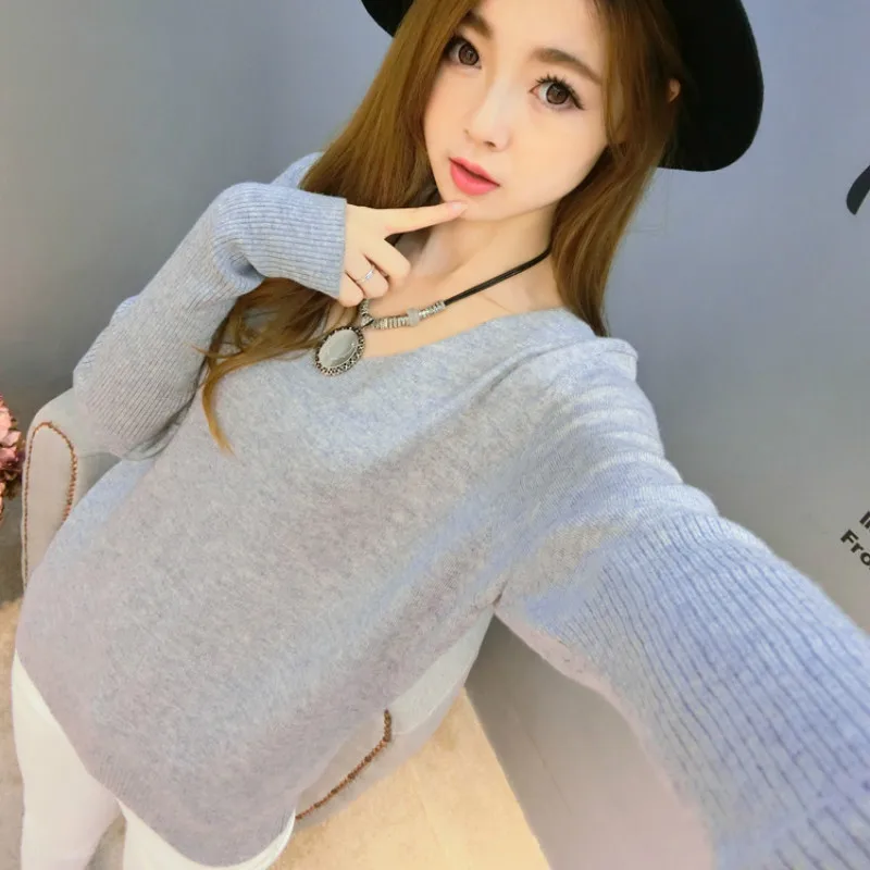 

Sweaters Women Autumn Elgant Fashion 2021 Spring Warm Cashmere V-neck Loose Pullover S-4XL Oversize Batwing Sleeve Knitted Tops