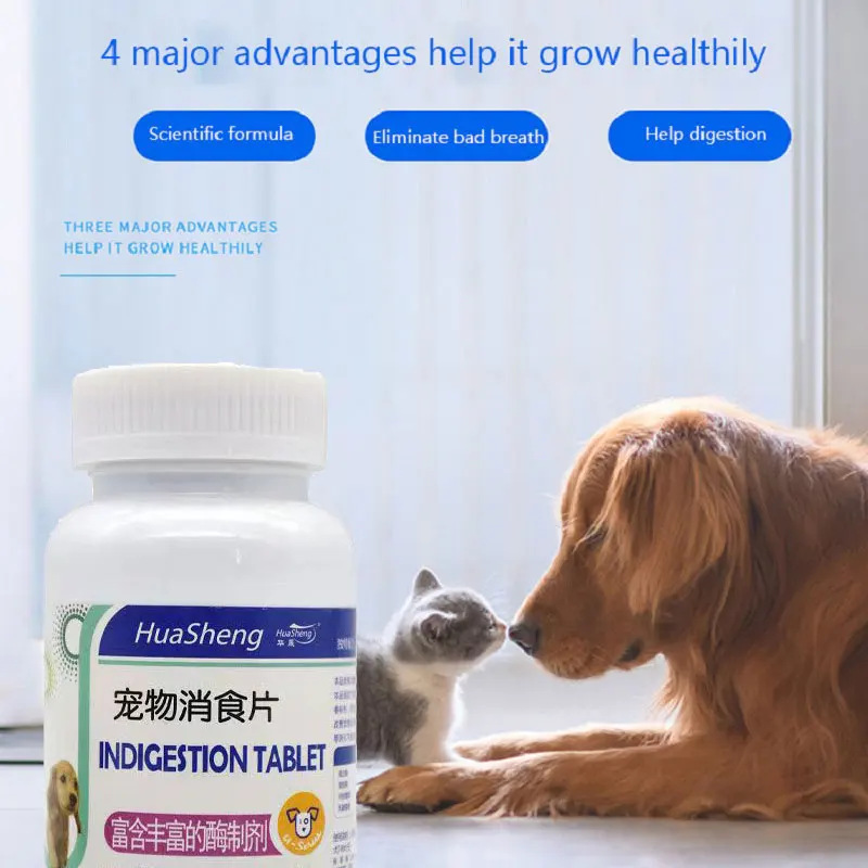 

Pet Dogs Cat Digestive Tablets Cat Stomach Tablets Gastrointestinal Po for Bad Breath, Stool Odor and Body Odor 60 Tablets