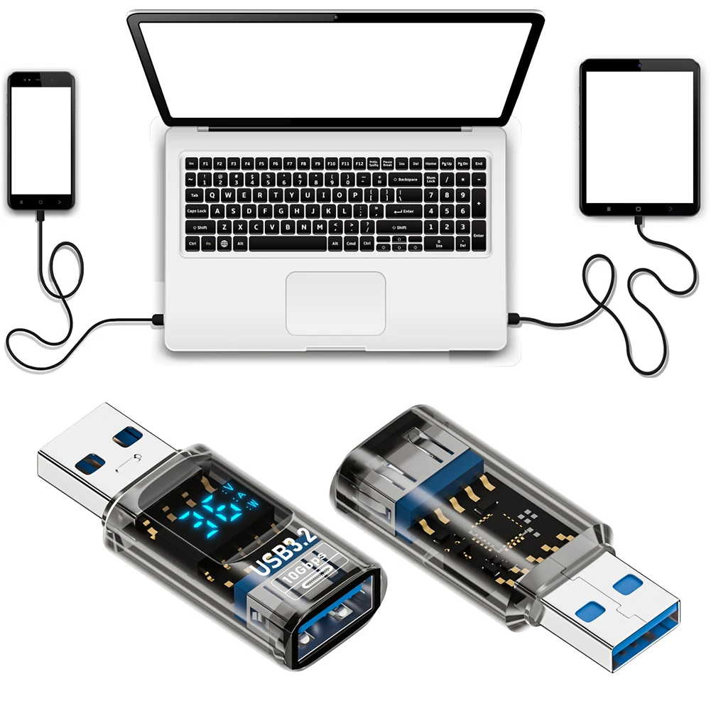 USB-адаптер с цифровым дисплеем на Type-C 10 Гбит/с
