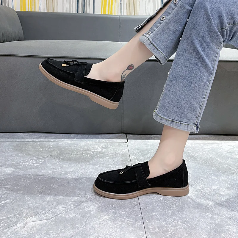 

Faux Suede Loafers Women Slip-On Flats Shoes 2023 Spring Autumn Leather Ballets Shoes for Ladies Moccasins Fashion Woman Shoes