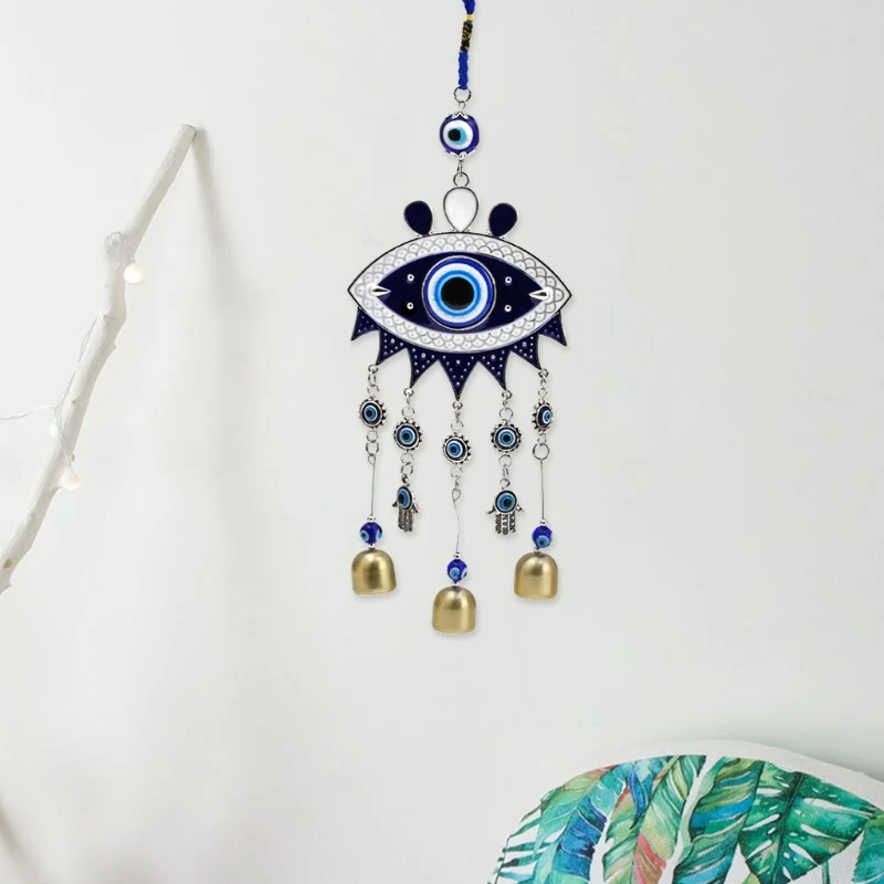 

L21A Retro Blue Evil Eyes Windchime Wind Bells Handcraft Pendant Home Garden Hanging Ornaments Decor
