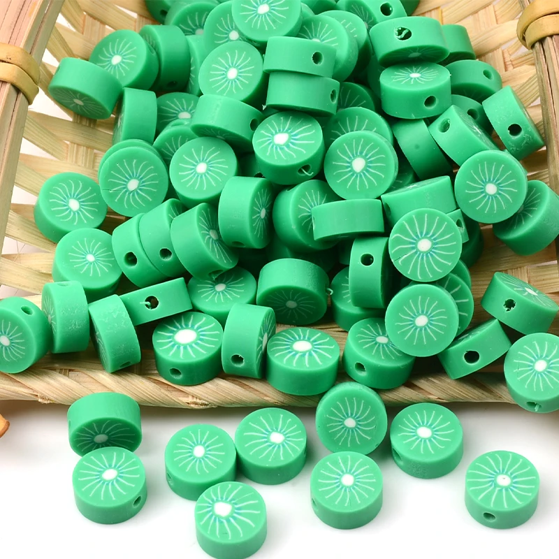 

30pcs/Lot Green Kiwi Chips Fruit Polymer Clay Beads Loose Spacer Beads For Jewelry Making DIY Bracelet Accessories