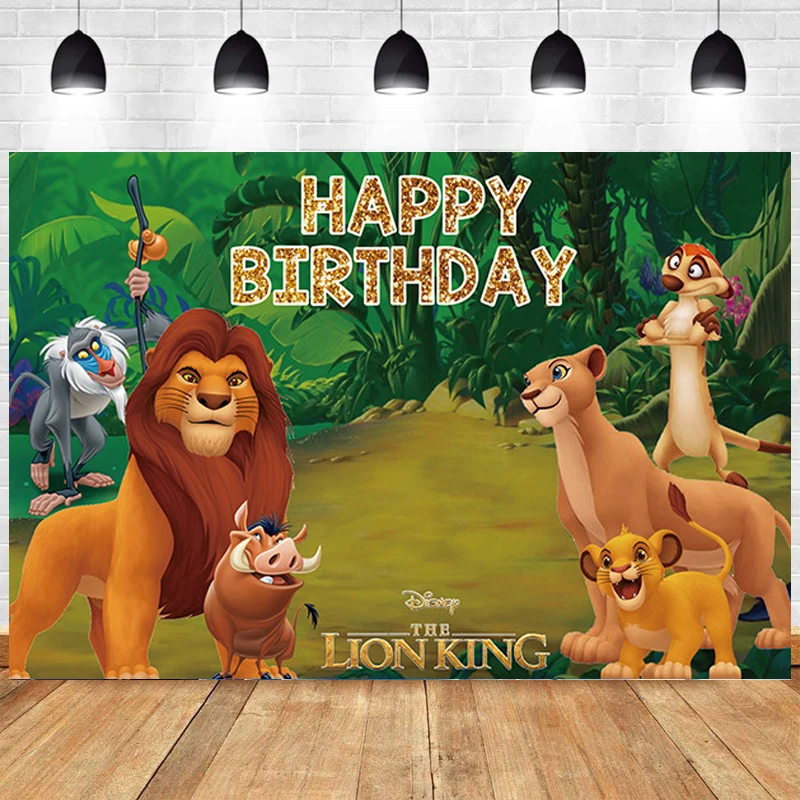 120*80cm The Lion King Simba Theme Photo Backdrop Birthday Decoration Party Supplies Vinyl Cloth Background Boys Baby Shower