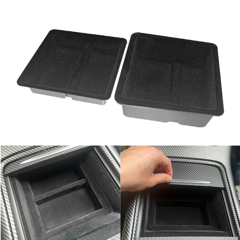 

1set Storage Box for Tesla Model 3 Y Central Control Armrest Box Hidden Storage Boxes TPE Water Cup Holder Car Accessories Parts