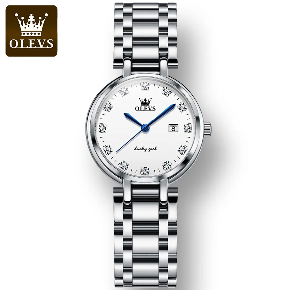 Enlarge OLEVS 5575 Stainless Steel Strap Fashion Watches for Women Designer Niche Quartz Waterproof Women Wristwatch Calendar