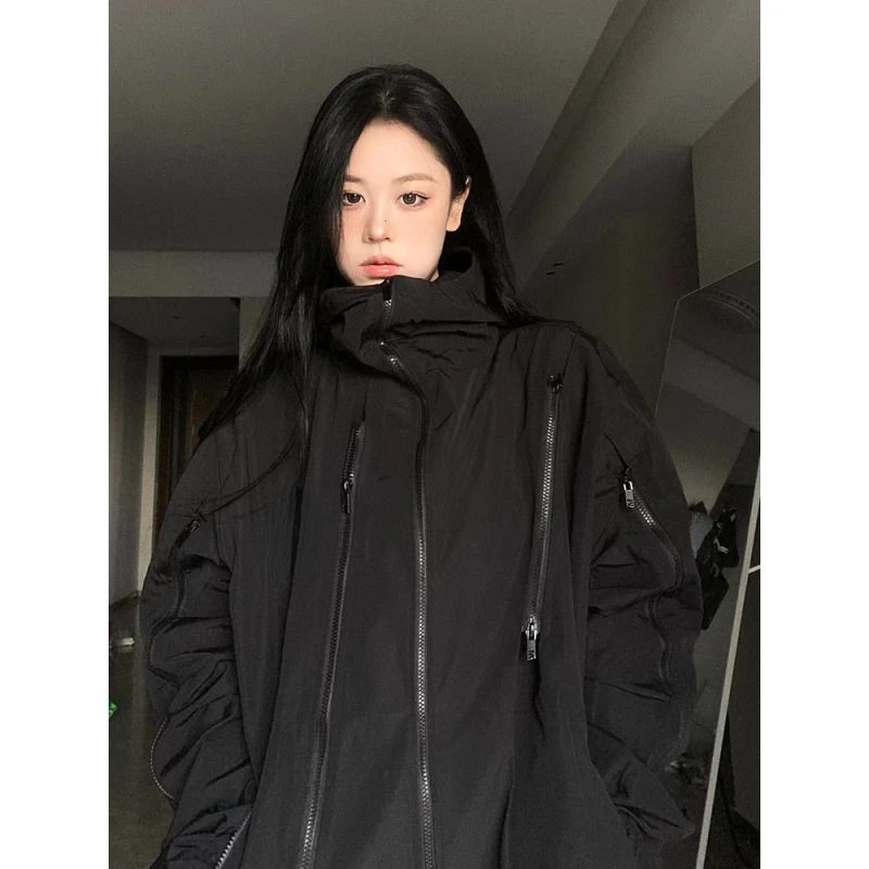 

Deeptown Harajuku Black Jacket Women Waterproof Y2k Streetwear Windbreaker Korean Autumn Clothes Vintage Anorak Oversize Outdoor