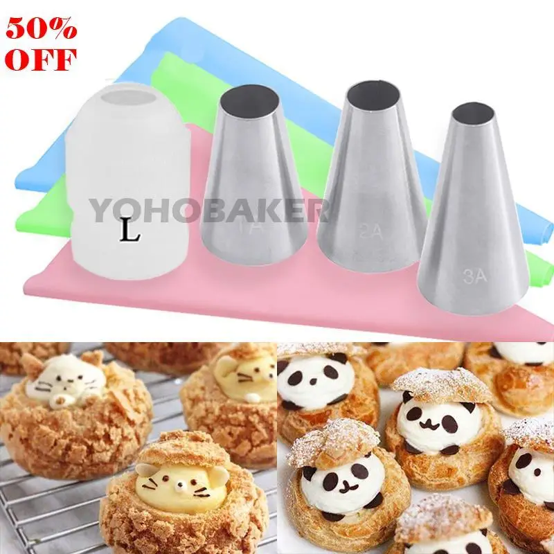 

5pcs Large Icing Piping Nozzles For Decorating Cake Baking Cookie Cupcake Piping Nozzle Stainless Steel Pastry Tips #1A#2A#3A