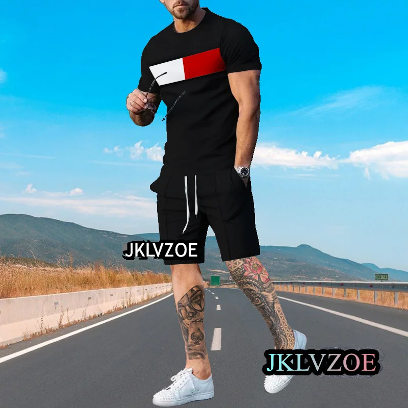 

New 3D Printed T Sirt Sorts Sportswear Mens Clotin Suit Man Oversized Joer Casual Set Summer Streetwear Men Tracksuit Set