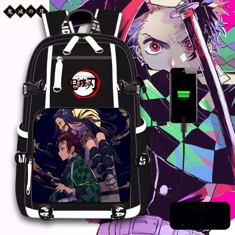 

Модный рюкзак для студентов с USB-портом для зарядки, аниме, рассекающий демонов, киметасу no Yaiba Kamado Tanjirou Nezuko Agatsuma Zenitsu