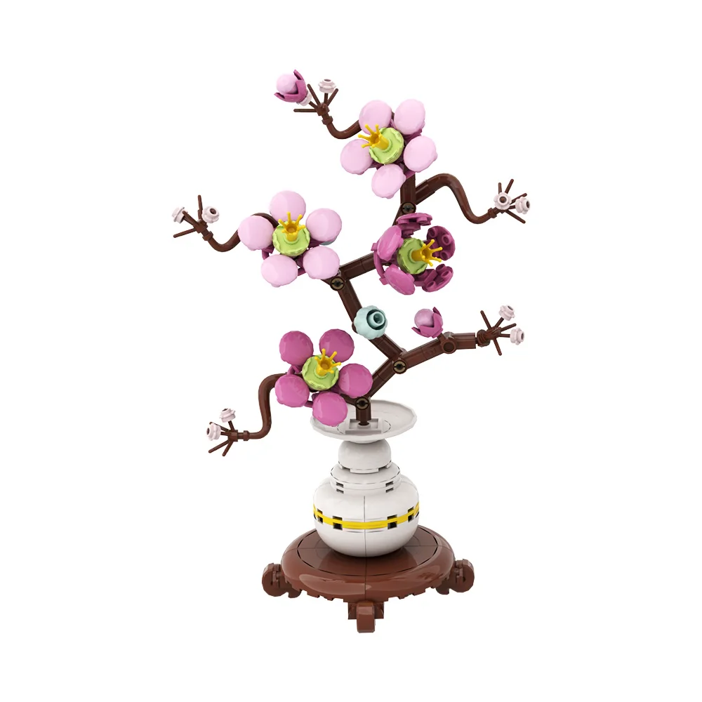 Фото Конструктор MOC «Бонсай Четыре Сезона»: Имитация цветов персика, лотоса, османтуса, сливы, сухоцветов. Игрушка-конструктор для взрослых, подарок. №2
