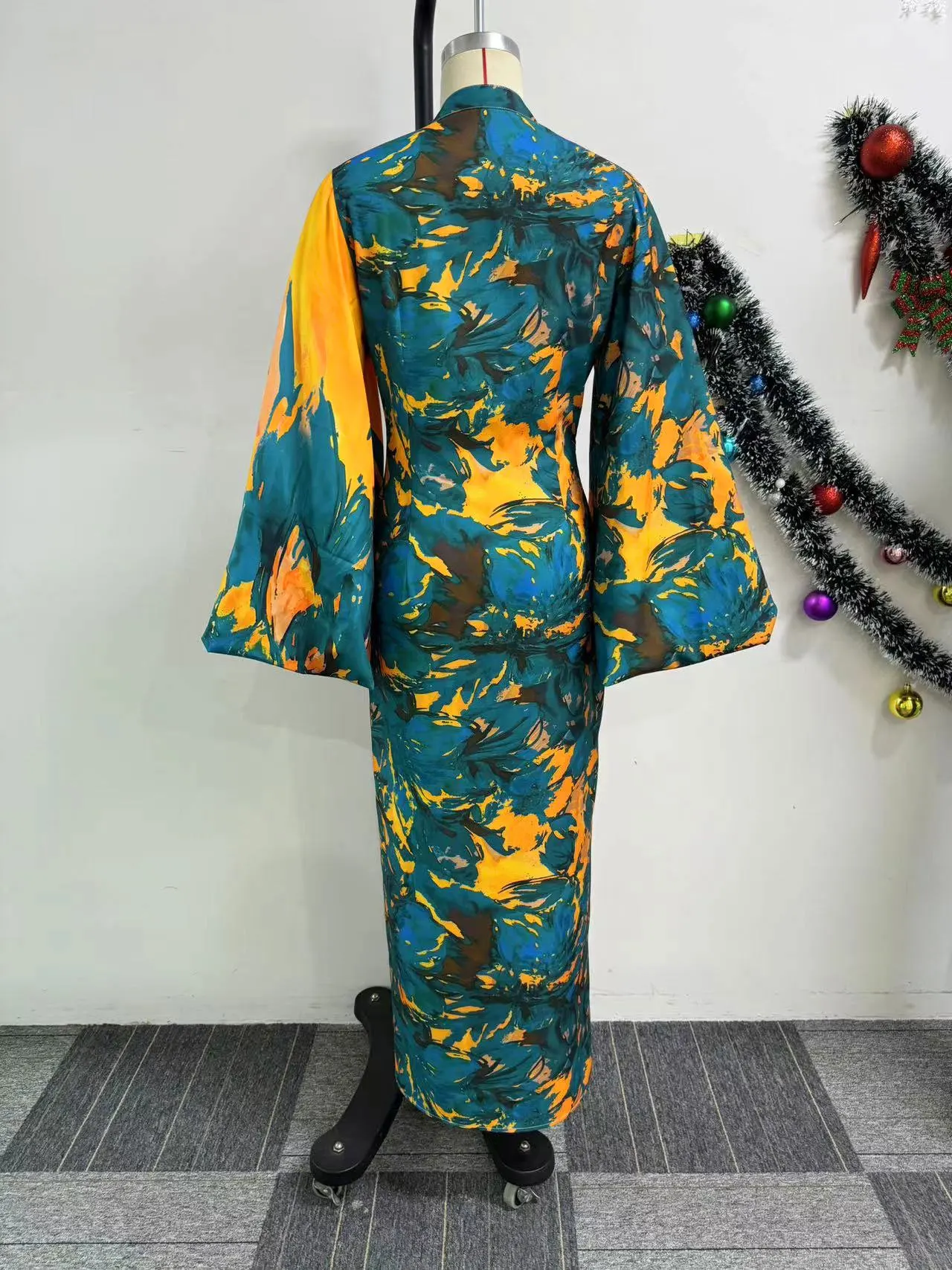 Платье макси с расширяющимся книзу рукавом африканские платья для женщин