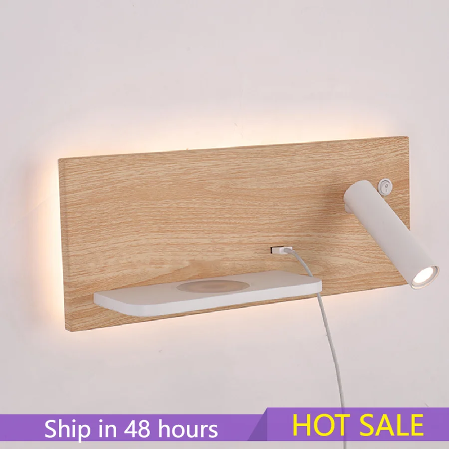 

ZEROUNO Modern Hotel Wall Lamp Wall Lights Fixture Bed Room Headboard Reading Lamp night led Wireless USB Charger Backlit Lights