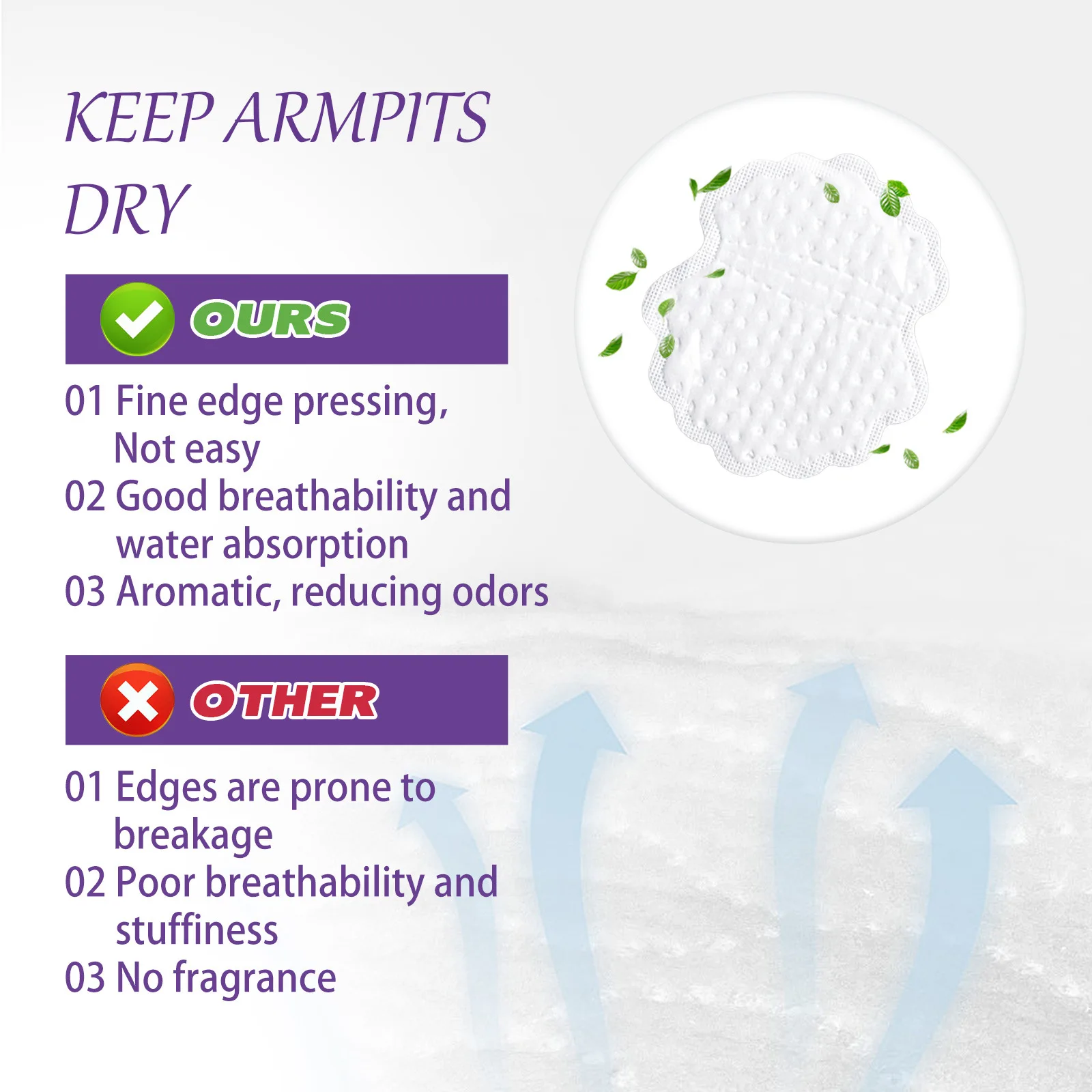 Прокладки для подмышек от пота одноразовые невидимые прочные впитывающие