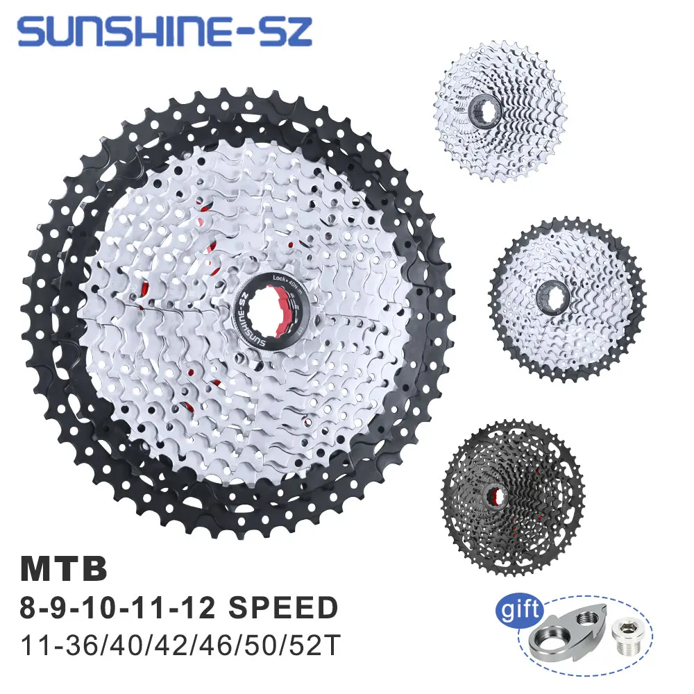SUNSHINE Mountain Bike 8 9 10 11 12 Speed Cassette Velocidade Bicycle MTB Freewheel Sprocket 36T 40T 42T 46T 50T 52T for SHIMANO