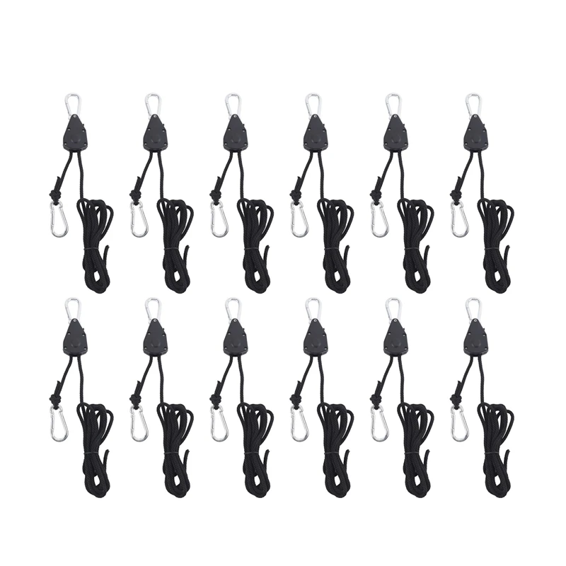 

6-Pair 1/8 Inch Adjustable Rope Clip Hanger With Reinforced Metal,Grow Light Fixture Hanger,6.5-Feet Long(Longest Ever)
