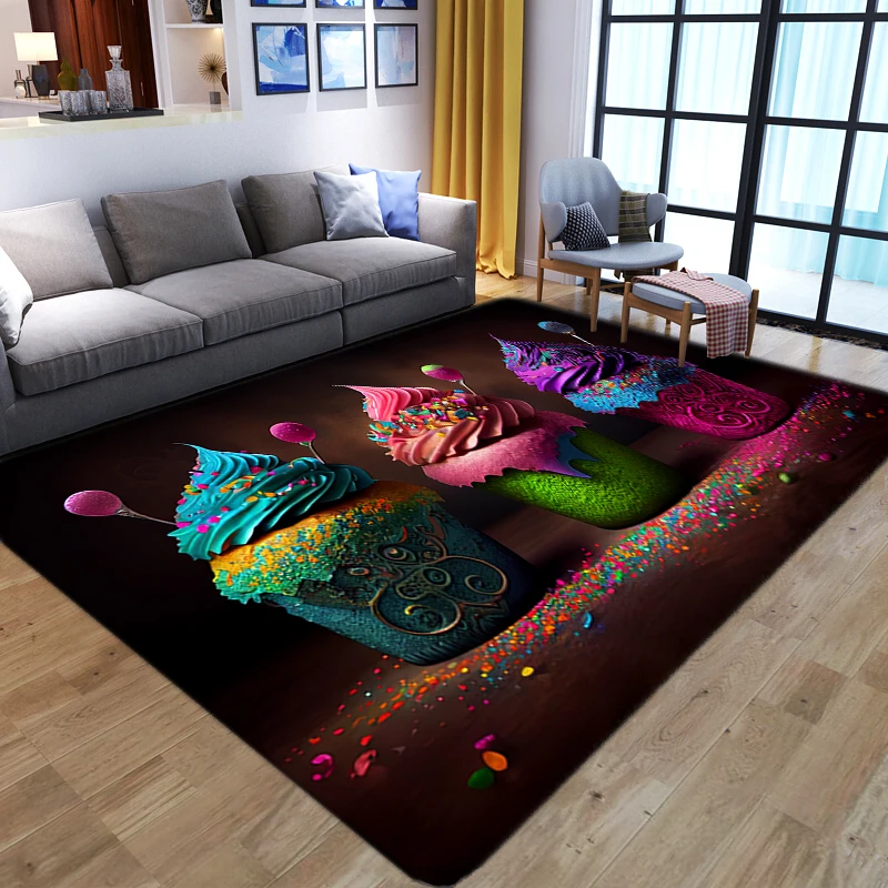

3D Artistic ice cream Area Rug Large Soft Flannel Carpets for Living Room Bedroom Decor Bedside Home Kid Play Non-slip Floor Mat