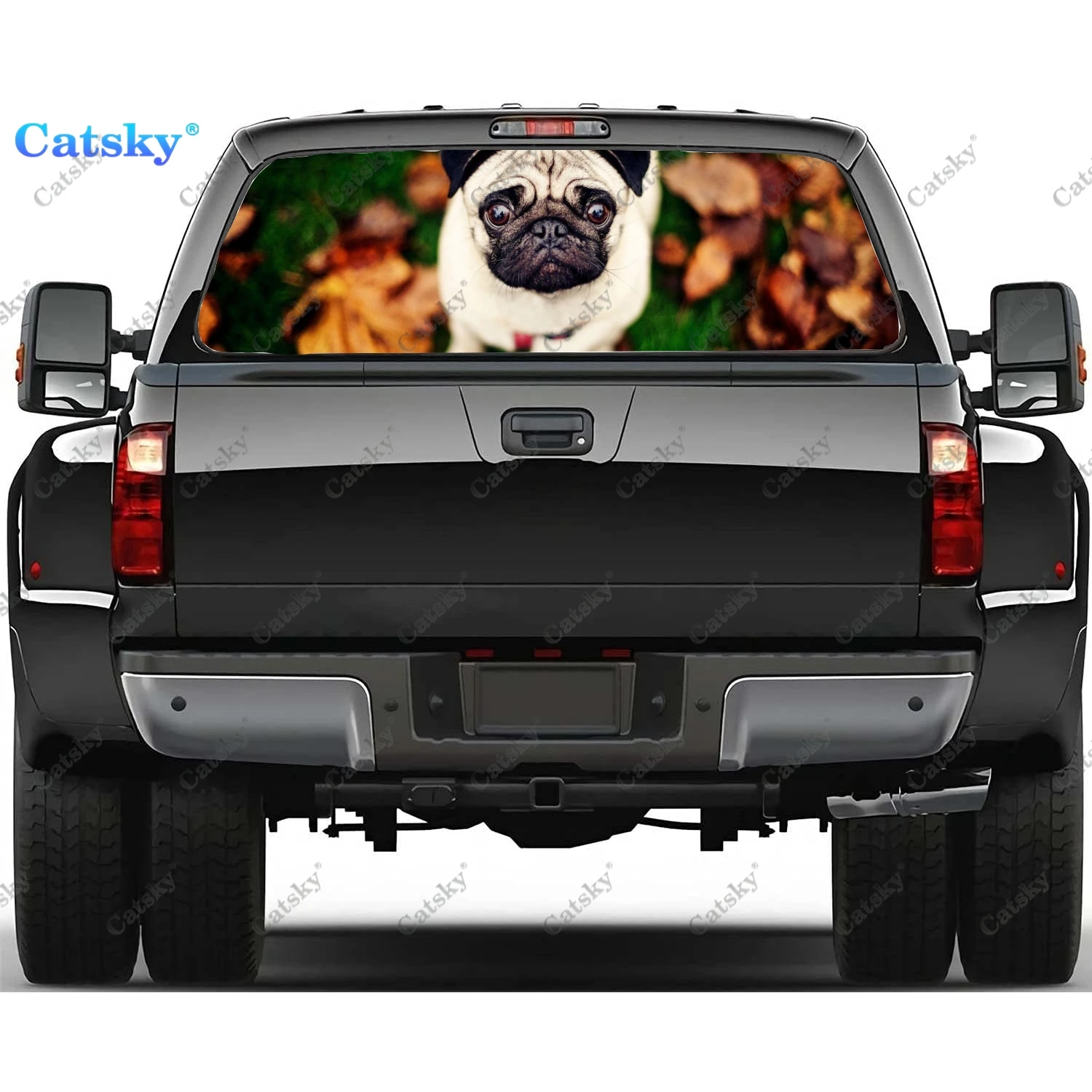 

Pug Dog animal Window Decal Sticker Graphic PVC Decorative Truck Sticker Perforated Vinyl Universal Sticker