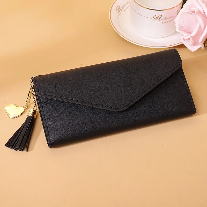 Trendy Fashion Tassel Long Women's Purse PU Leather Wallet Functional Card Holder Clutches Zipper Female Pocket