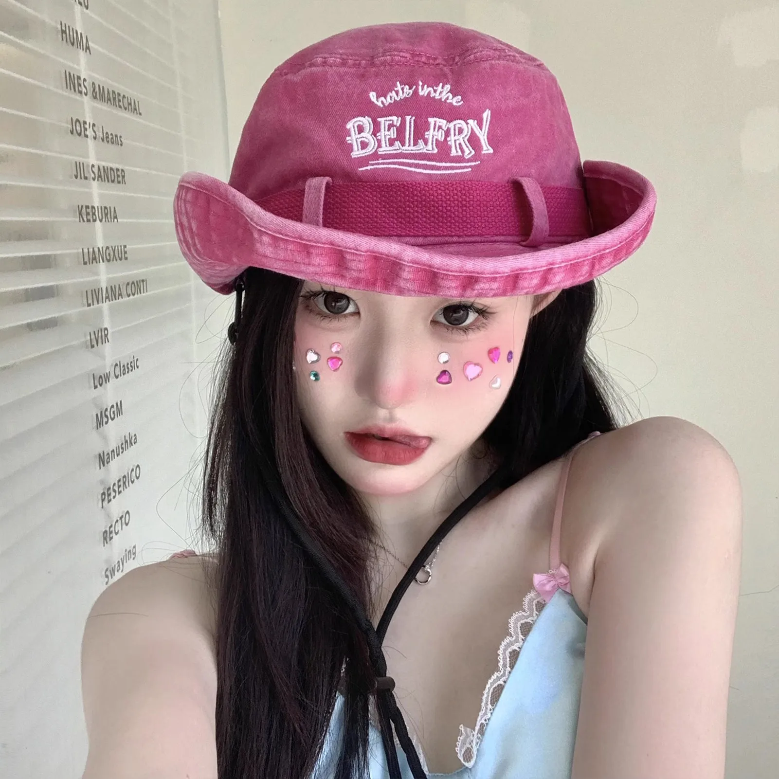 

Vintage Fishing Hat Cowboy Hats Y2K Hot Girl Headdresses Sun Protection Travel Fishing Bucket Cap Breathable Summer Outdoor Hats